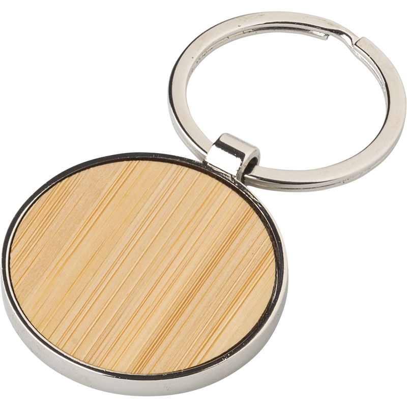 Bamboo And Metal Key Chain Black and White London