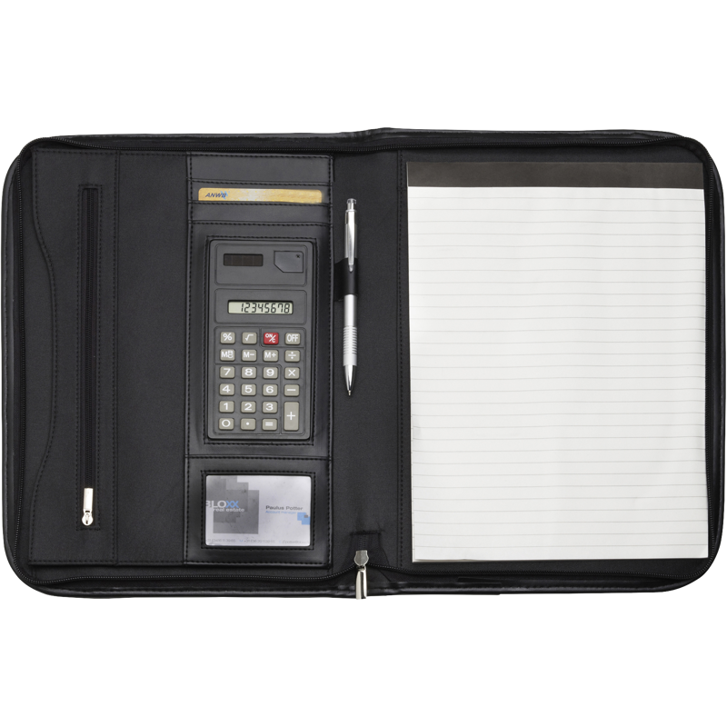 A4 Microfibre Zipped Folder Conference Folders Black and White London