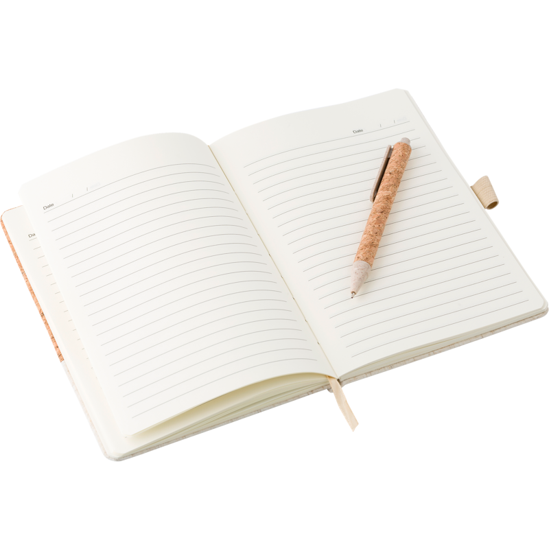 Cork and Linen Notebook (approx. A5) Notebooks Black and White London