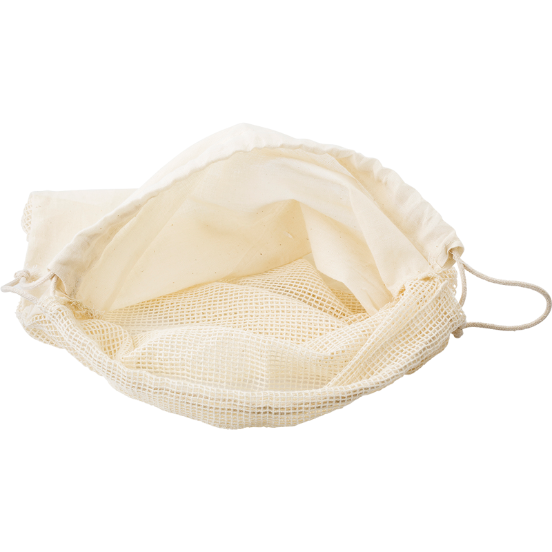 Organic Cotton Drawstring Mesh Bag Black and White London