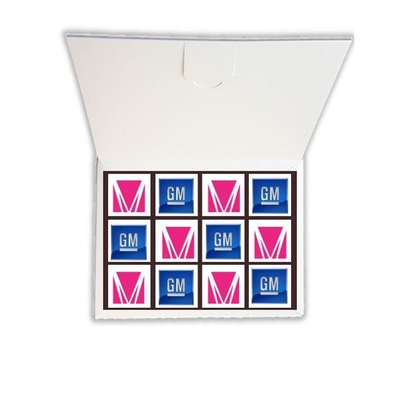 Printed Iced Logo 12 Brownie Gift Box  Black and White London