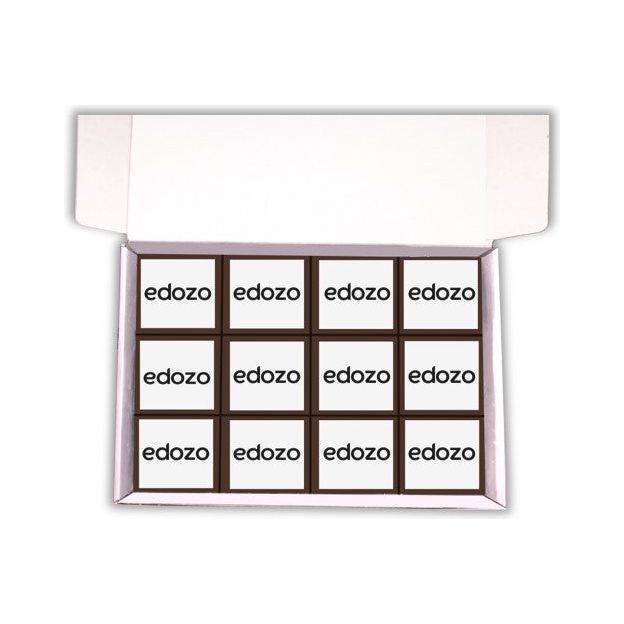 Printed Iced Logo 12 Brownie Gift Box  Black and White London