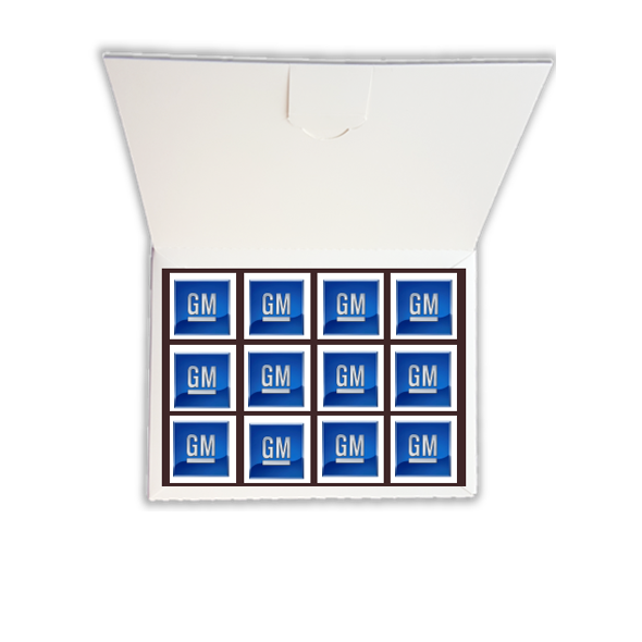 Printed Iced Logo 12 Brownie Gift Box  Black and White London