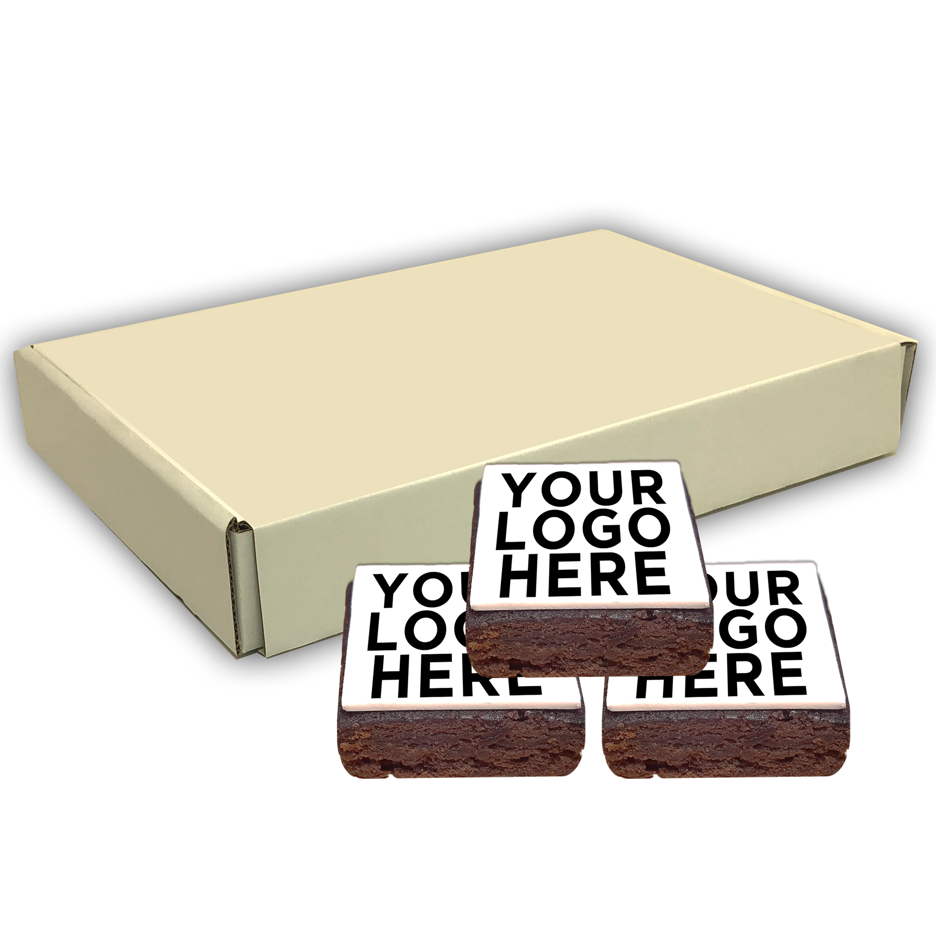 Printed Iced Logo 12 Brownie Gift Box  Black and White London