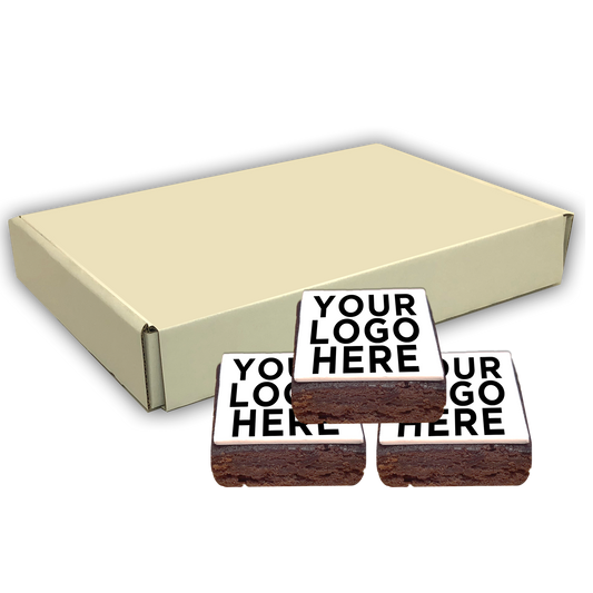 Printed Iced Logo 12 Brownie Gift Box  Black and White London