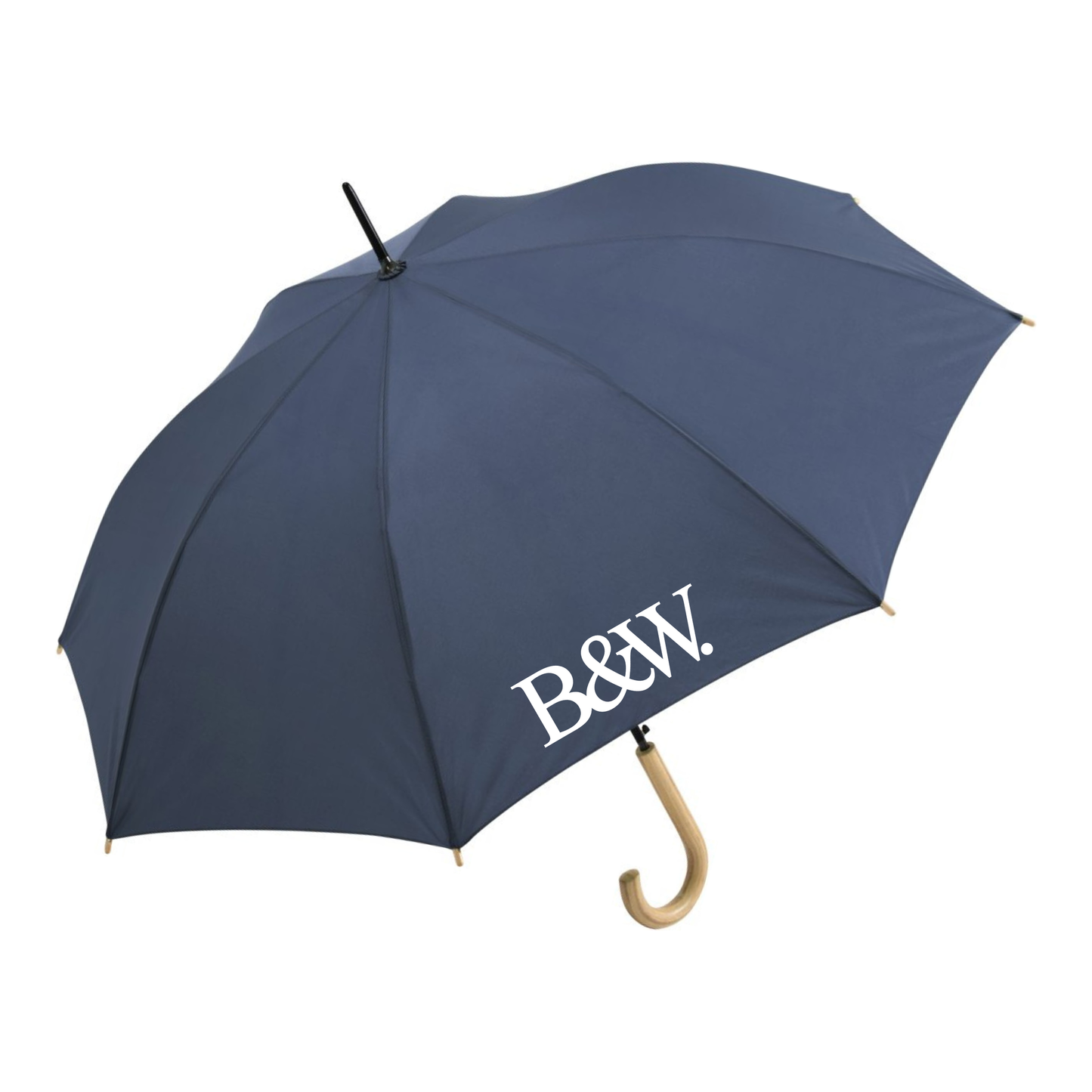 RPET Recycled Wood Crook Handle Walker Umbrella  Black and White London