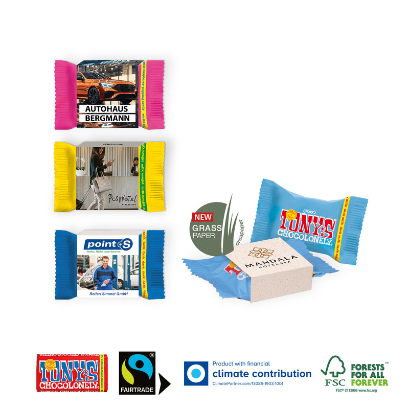 Personalised Flow Wrap Mini Tony's Chocolonely® Bars Black and White London