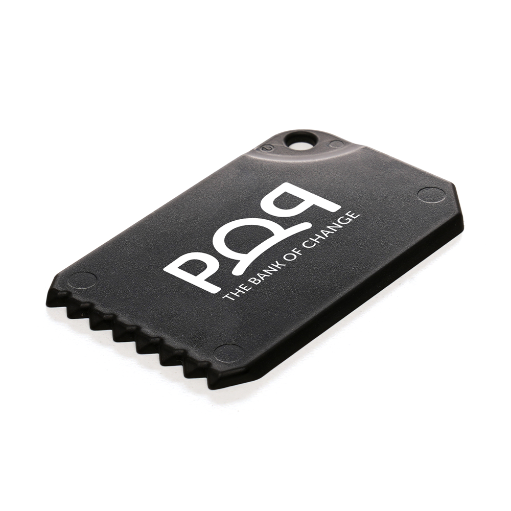 Made in Britain Recycled Business Card Ice Scraper Black and White London
