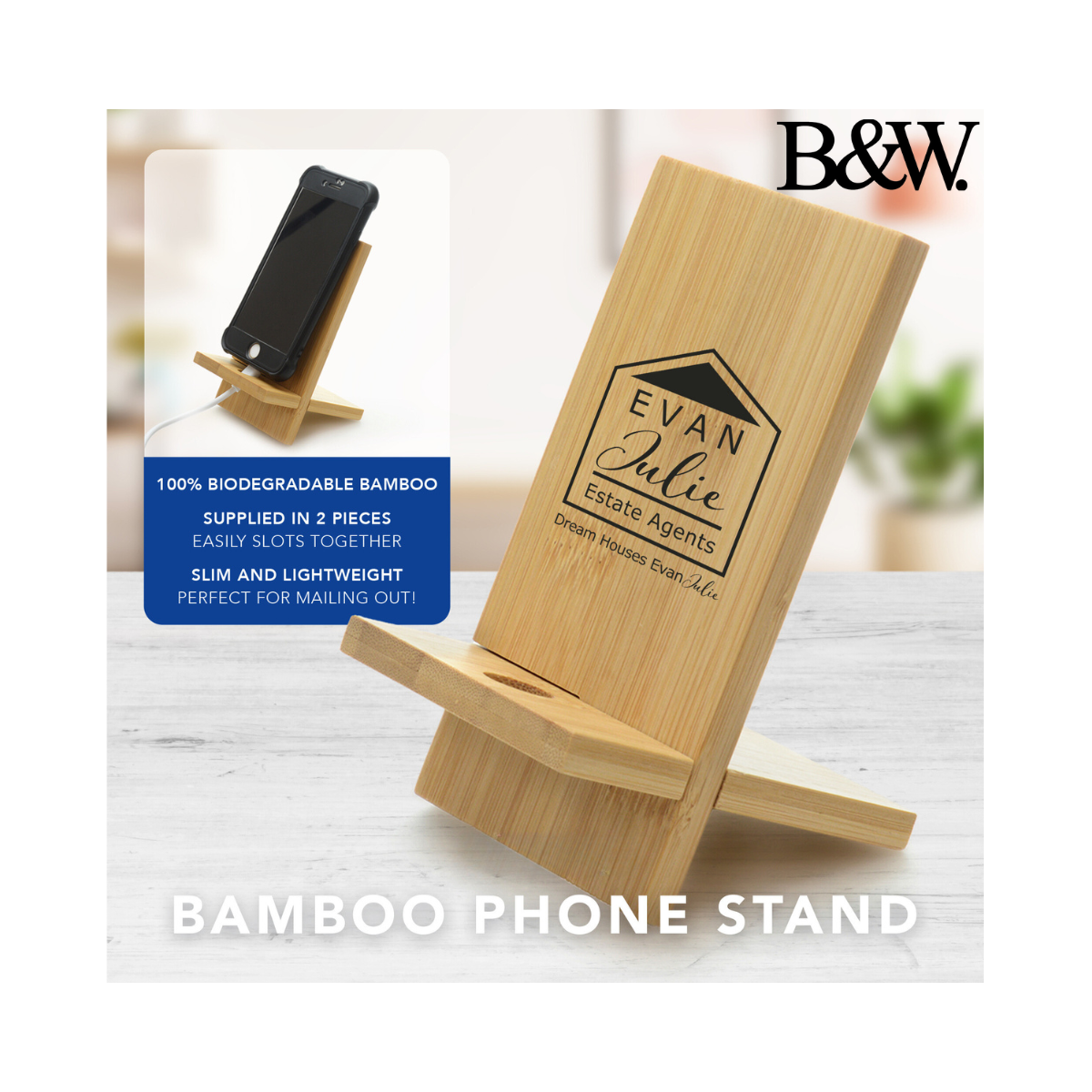 Bamboo Phone Stand Phone Accessories Black and White London