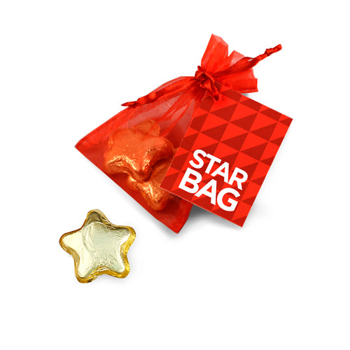 Promotional Chocolate Star Organza Bag Advent Calendars Black and White London