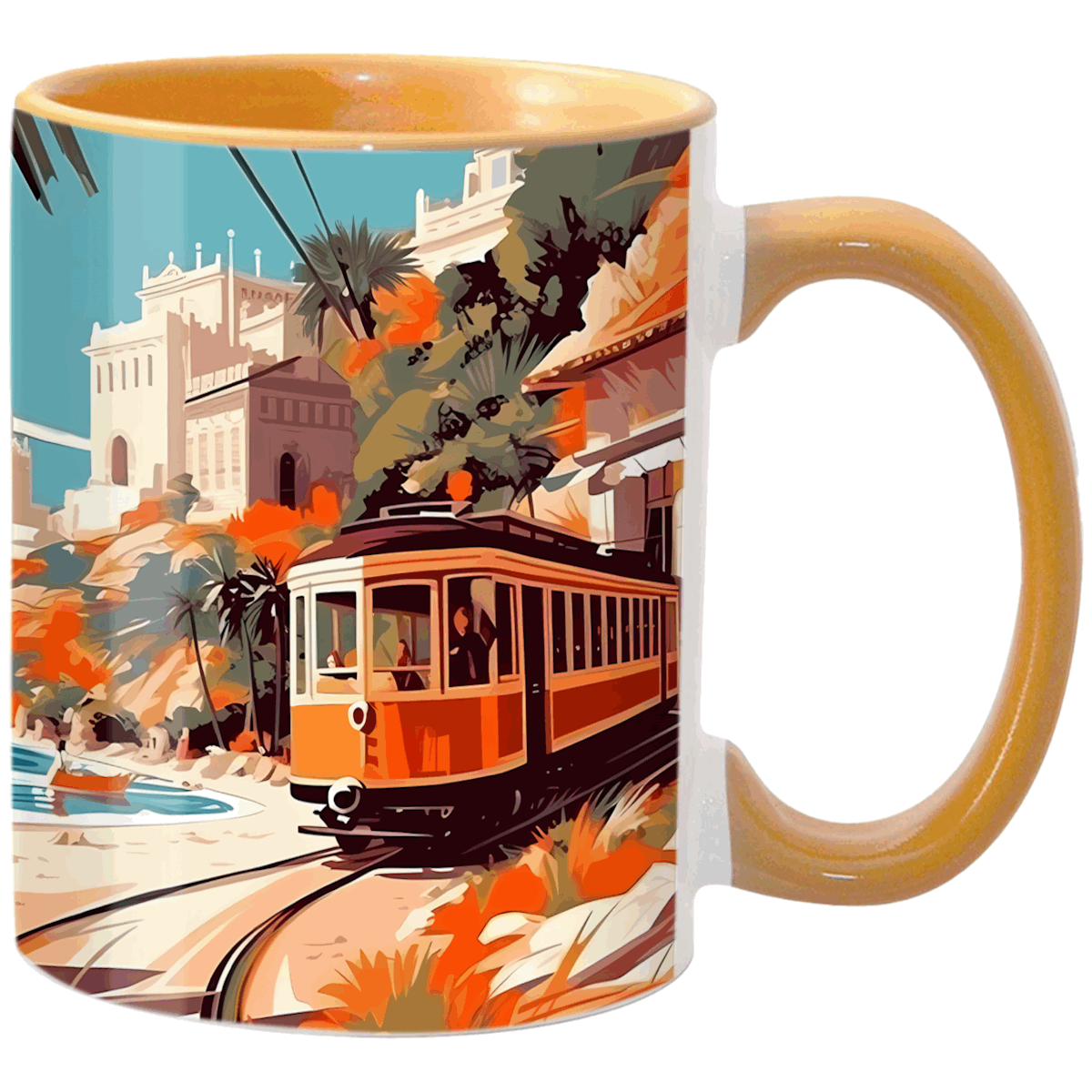 Two-Tone Full Colour Mug Golden Black and White London