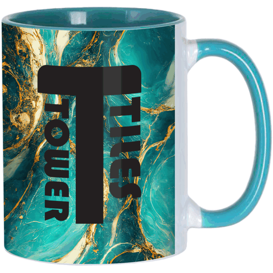 Two-Tone Full Colour Mug Turquoise Green Ceramic Mugs Black and White London