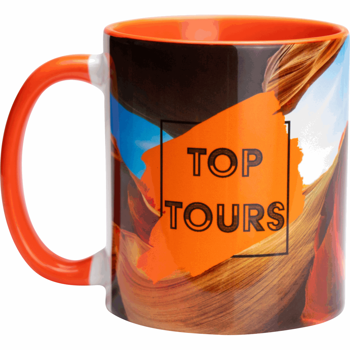 Two-Tone Full Colour Mug Orange Black and White London