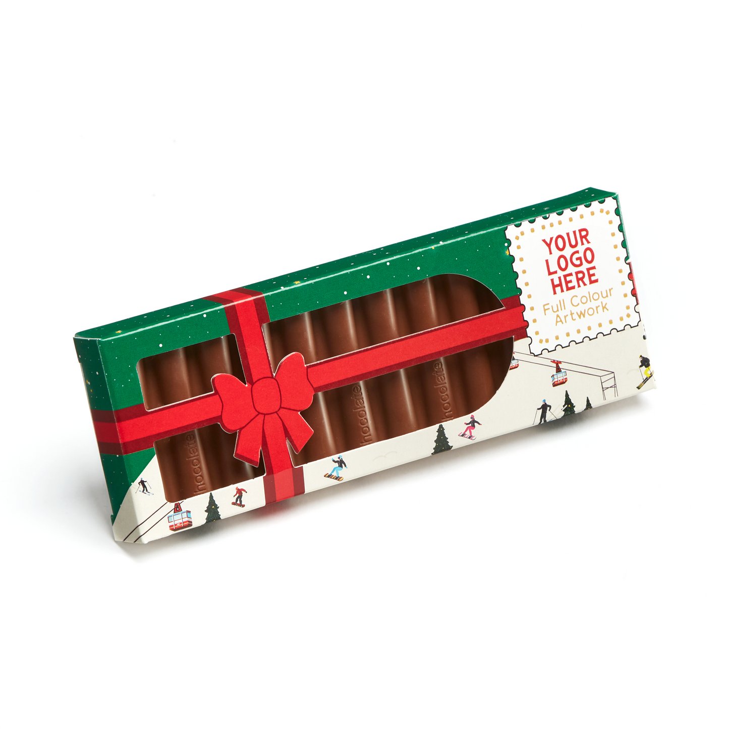 Winter Collection - Eco 12 Baton Bar Box - Milk Chocolate² - Present Box - 41% Cocoa Black and White London