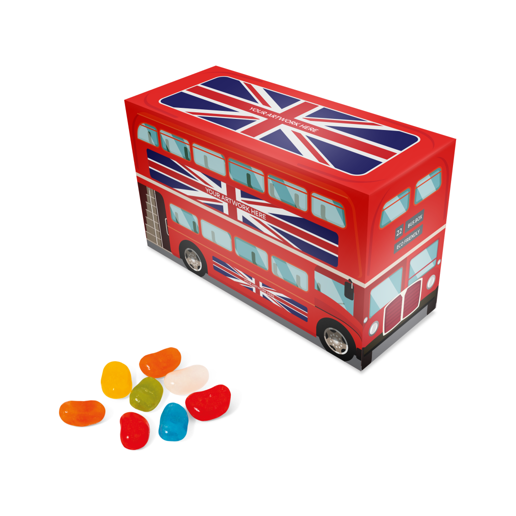 Eco Bus Tin with Jolly Beans Black and White London