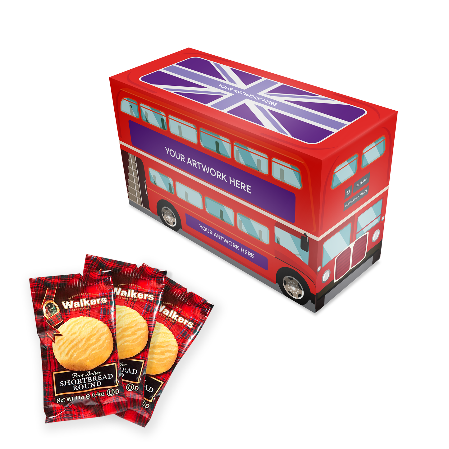 Eco Bus Box - Mini Shortbread Biscuits - x5 Cookies & Biscuits Black and White London