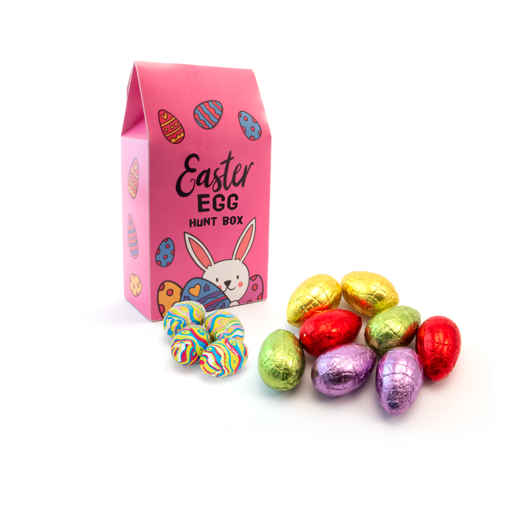Easter Eco Carton with Hollow Chocolate Eggs Easter Egg Hunt Black and White London