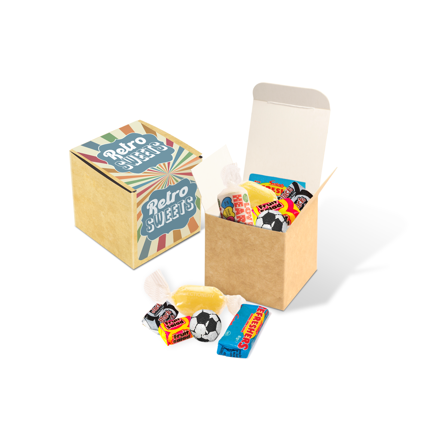 Eco Range - Eco Kraft Cube - Retro Sweets Black and White London