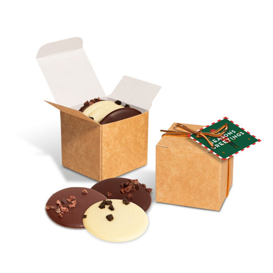 Eco Kraft Cube with Chocolate Discs    