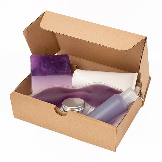 Wellbeing Set in a Brown Postal Box Health & Beauty Black and White London