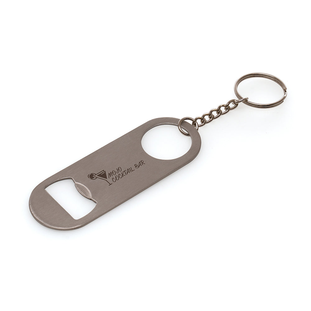 Stainless Steel Bimpson Bottle Opener Keyring Black and White London