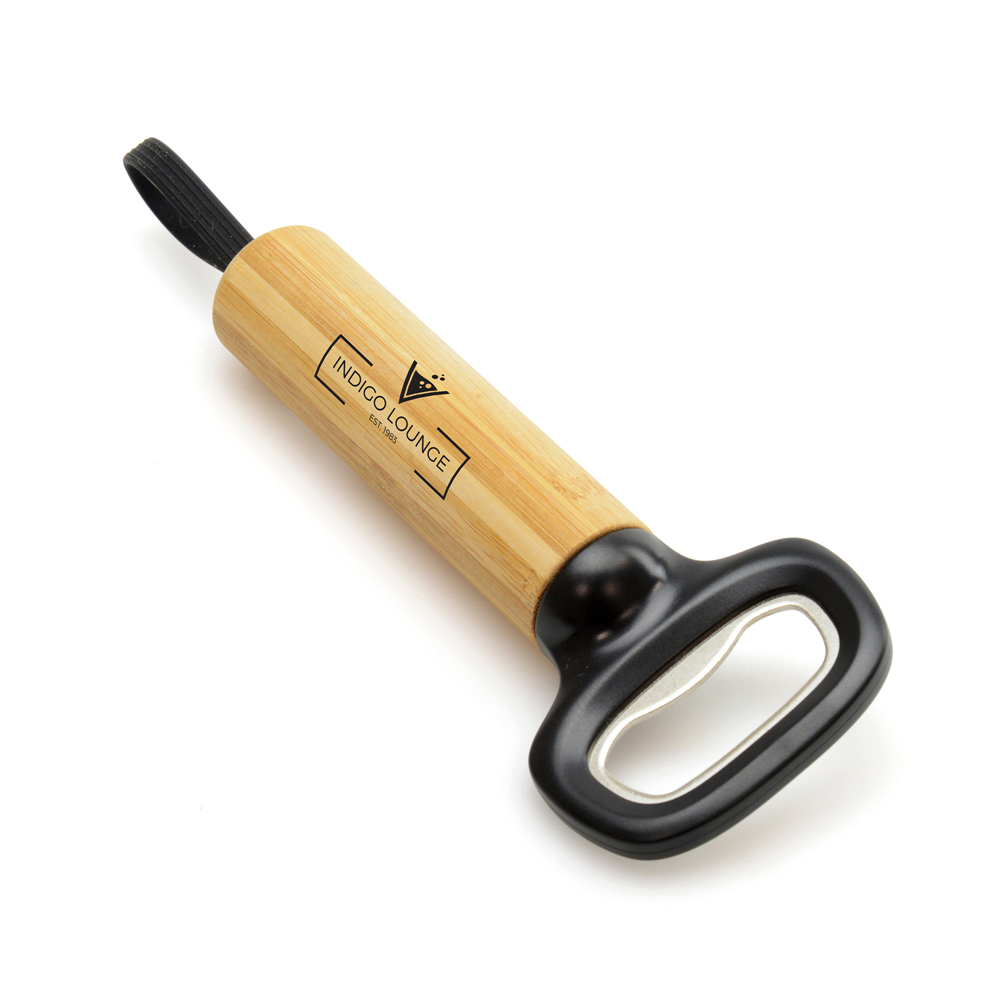Sparrow Recycled Plastic and Bamboo Bottle Opener Drinkware Black and White London