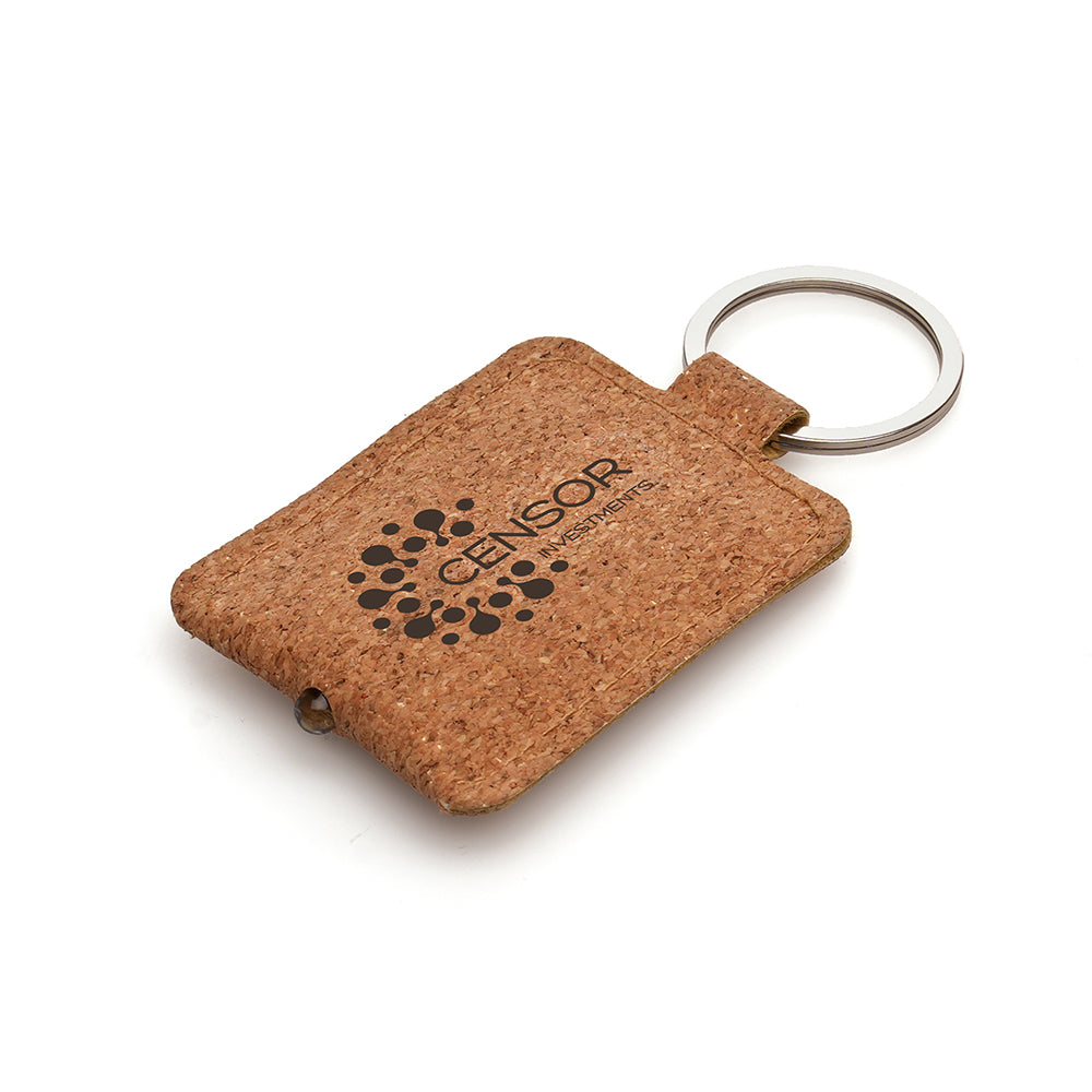 Cork Keyring with Torch Black and White London