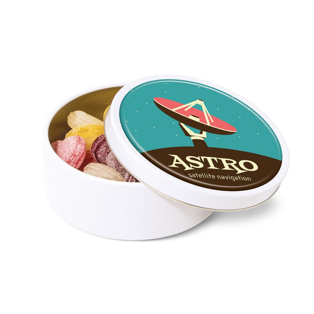 Fruit Drops Sweet Tin Large Black and White London