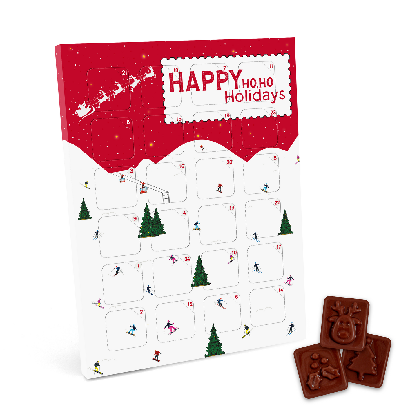 Classic Advent Calendar with Vegan Dark Chocolate 71% Cocoa Black and White London