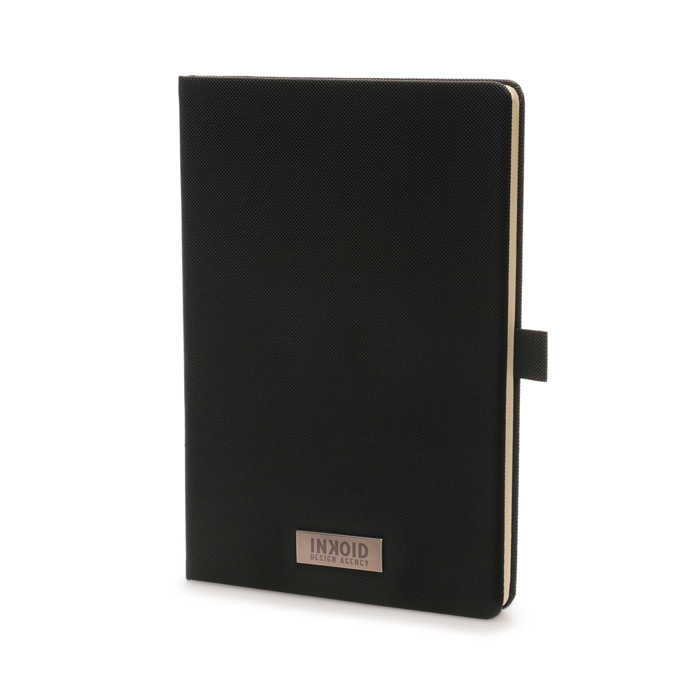 A5 Recycled Evans PU Wrapped Notebook Black and White London®