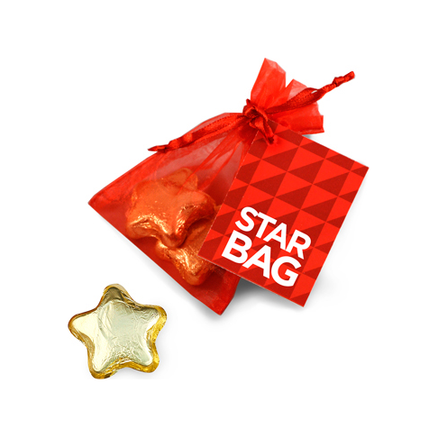 Star Chocolates in Organza Bag Black and White London
