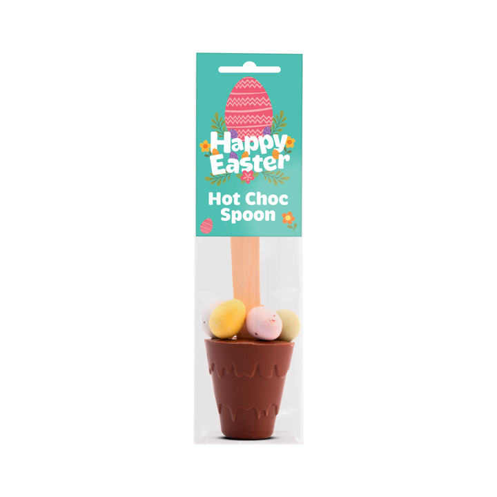 Info Card - Easter Hot Choc Spoon with Speckled Eggs Black and White London