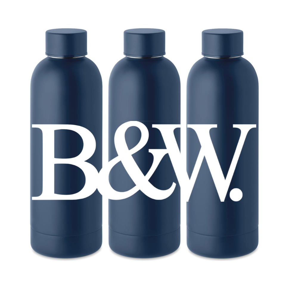 Athena Recycled Metal Vacuum Bottle Travel Mugs & Bottles Black and White London