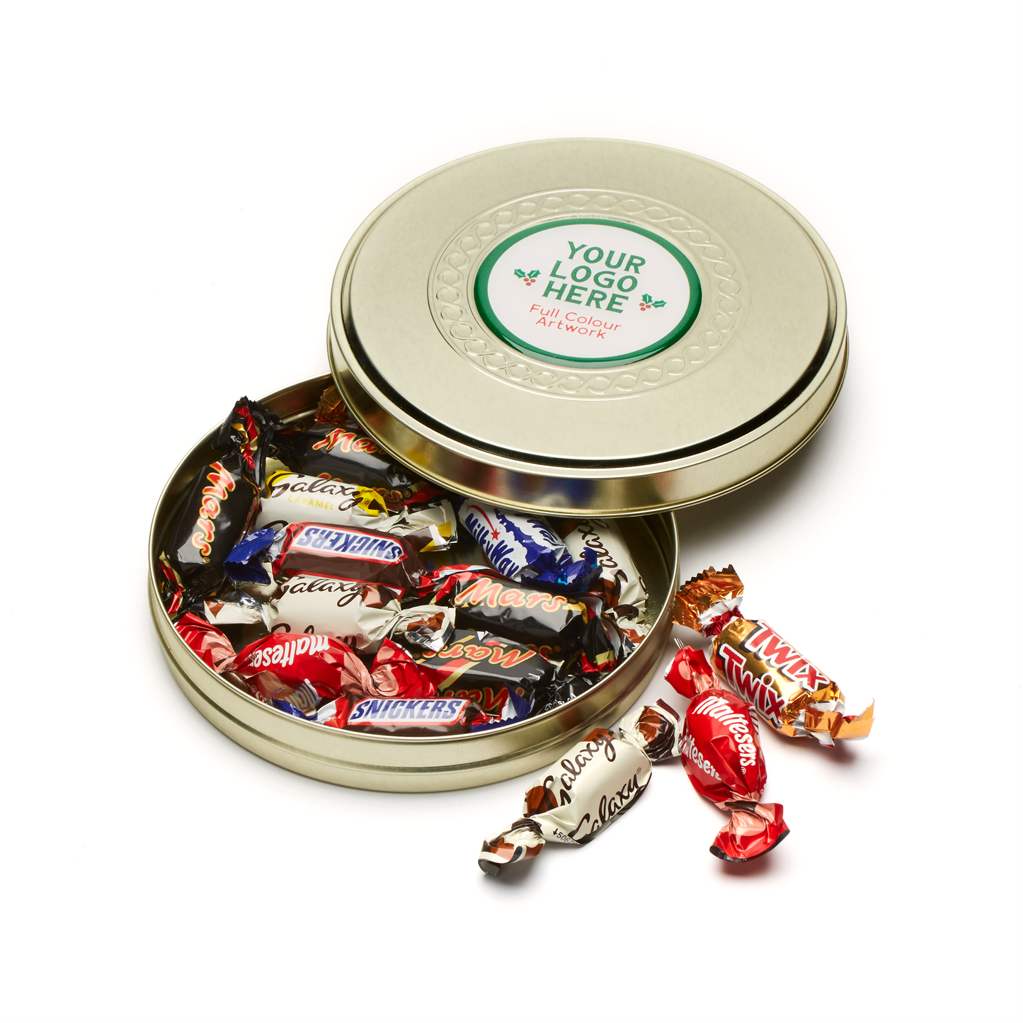 Winter Collection - Shallow Gold Treat Tin - Celebrations Black and White London