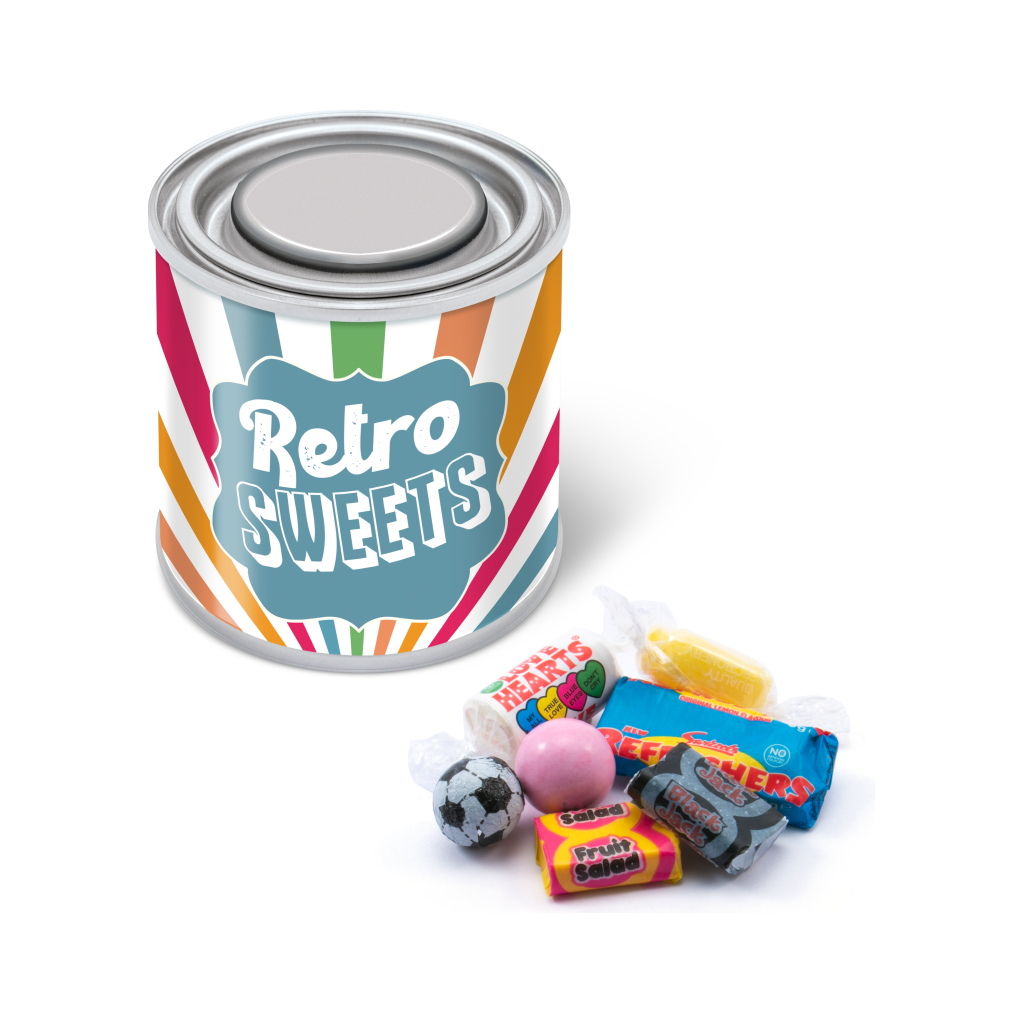 Small Paint Tin with Retro Sweets Black and White London