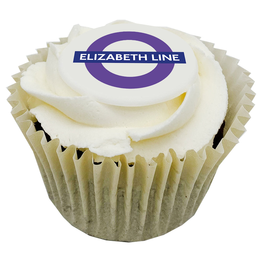 Frosted Cupcakes with Printed Iced Topper Black and White London