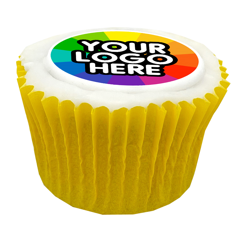 Ice Filled Cupcakes with Large Printed Iced Topper Black and White London