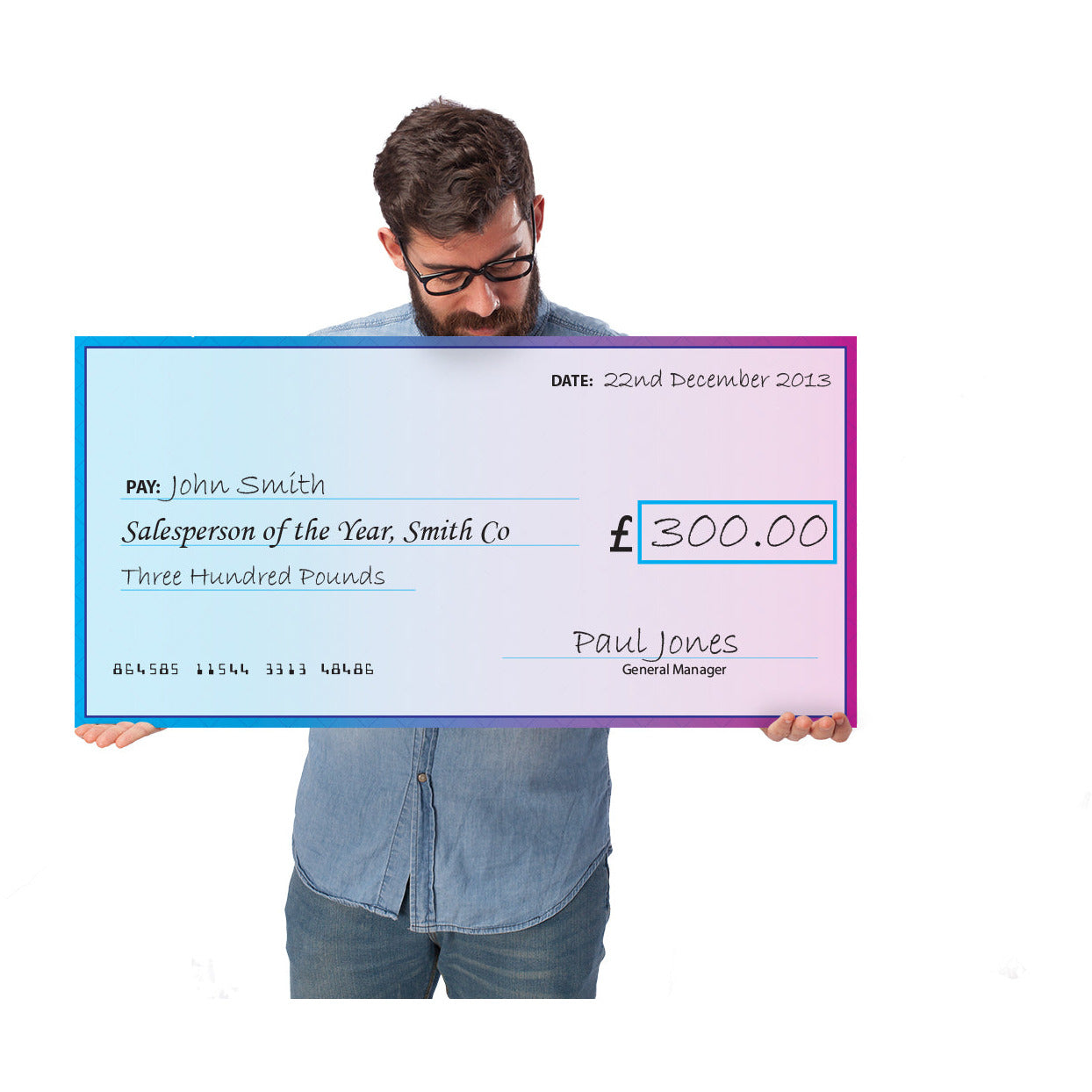 Large Charity Cheques Black and White London