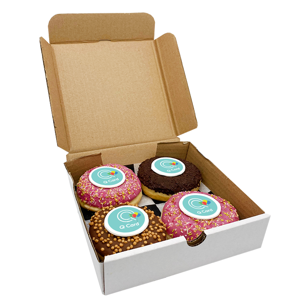 4 Pack Gift Set of Printed Iced Logo Doughnuts    