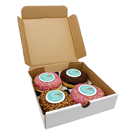 4 Pack Gift Set of Printed Iced Logo Doughnuts  Black and White London