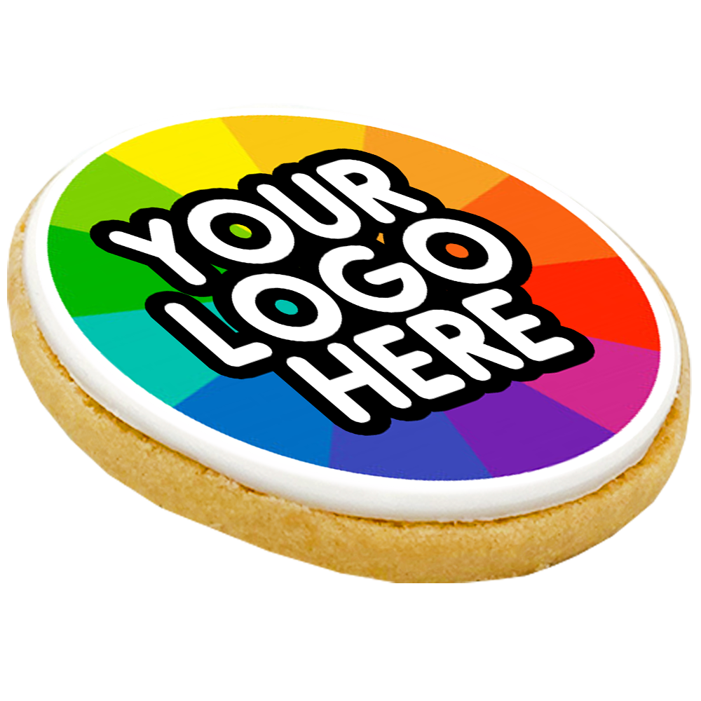 8cm Round Printed Iced Shortbread Black and White London