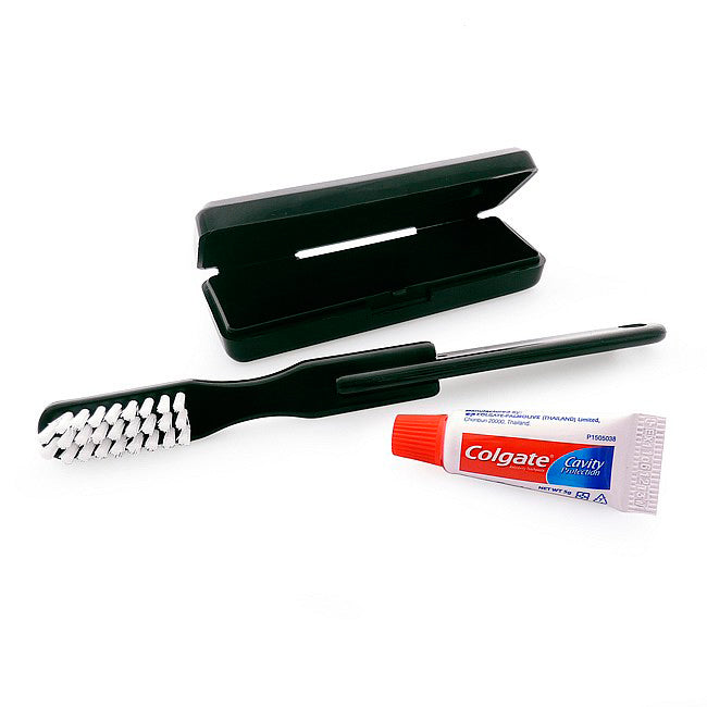 Black Travel Toothbrush & Toothpaste Set Travel Accessories   