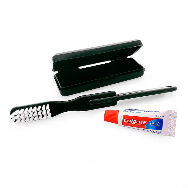 Black Travel Toothbrush & Toothpaste Set Travel Accessories Black and White London
