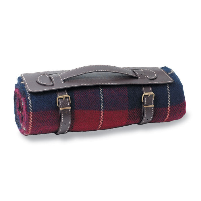 Branded Tartan Picnic Blanket Black and White London