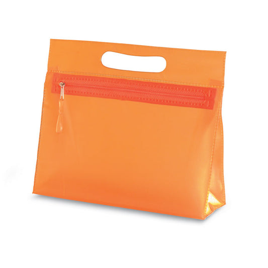 PVC Cosmetic Pouch in Orange  Black and White London