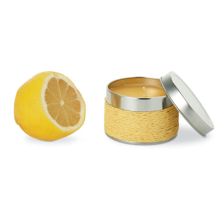 Fragrance Candle in a Tin Yellow Lemon Black and White London