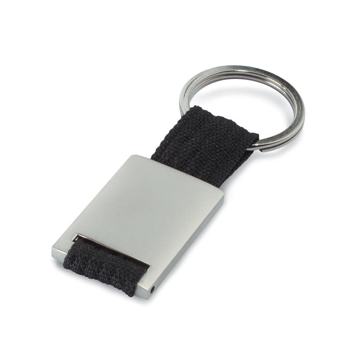 Metal/Polyester Keyring in Silver/Black Black and White London