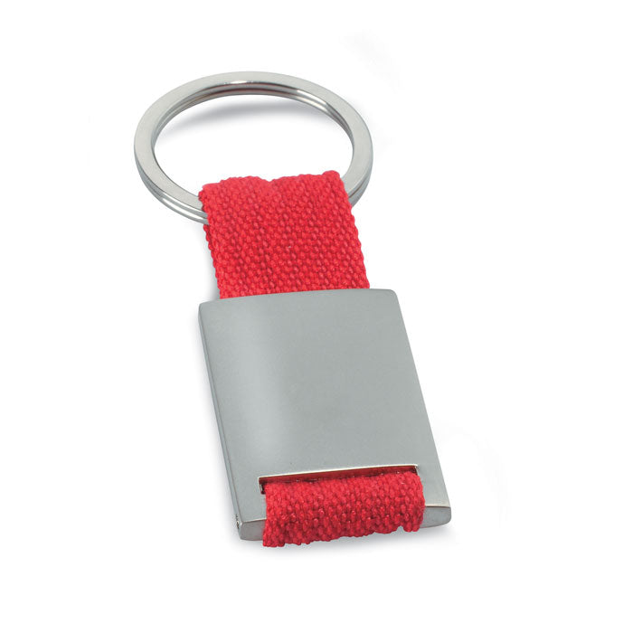 Metal/Polyester Keyring in Silver/Red Black and White London