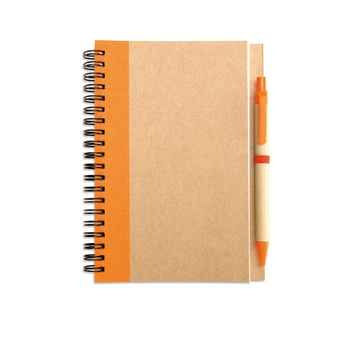 Recycled Paper A6 Notebook & Pen Set in Natural/Orange Black and White London
