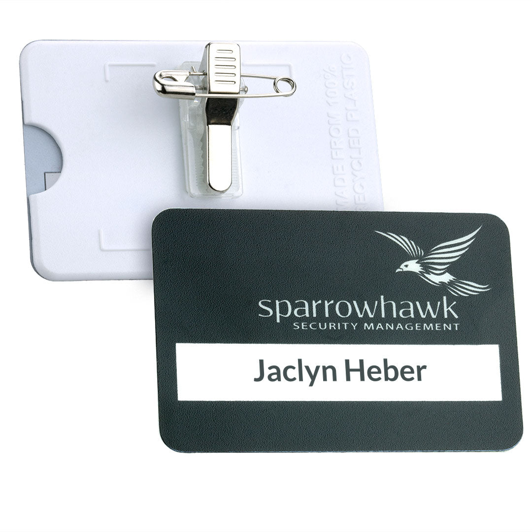 Matt Finish Reusable Name Window Badges  Black and White London